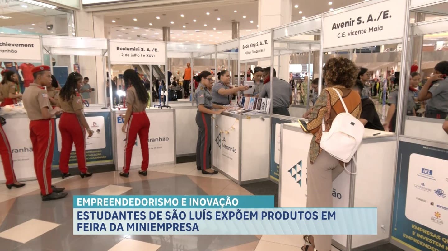 Estudantes expõem produtos e serviços na Feira da Miniempresa, em São Luís
