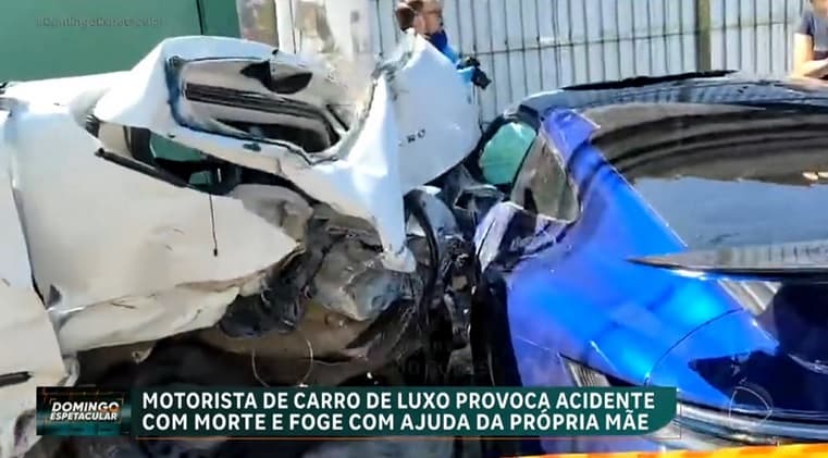 Motorista de carro de luxo provoca acidente fatal e foge com ajuda da mãe