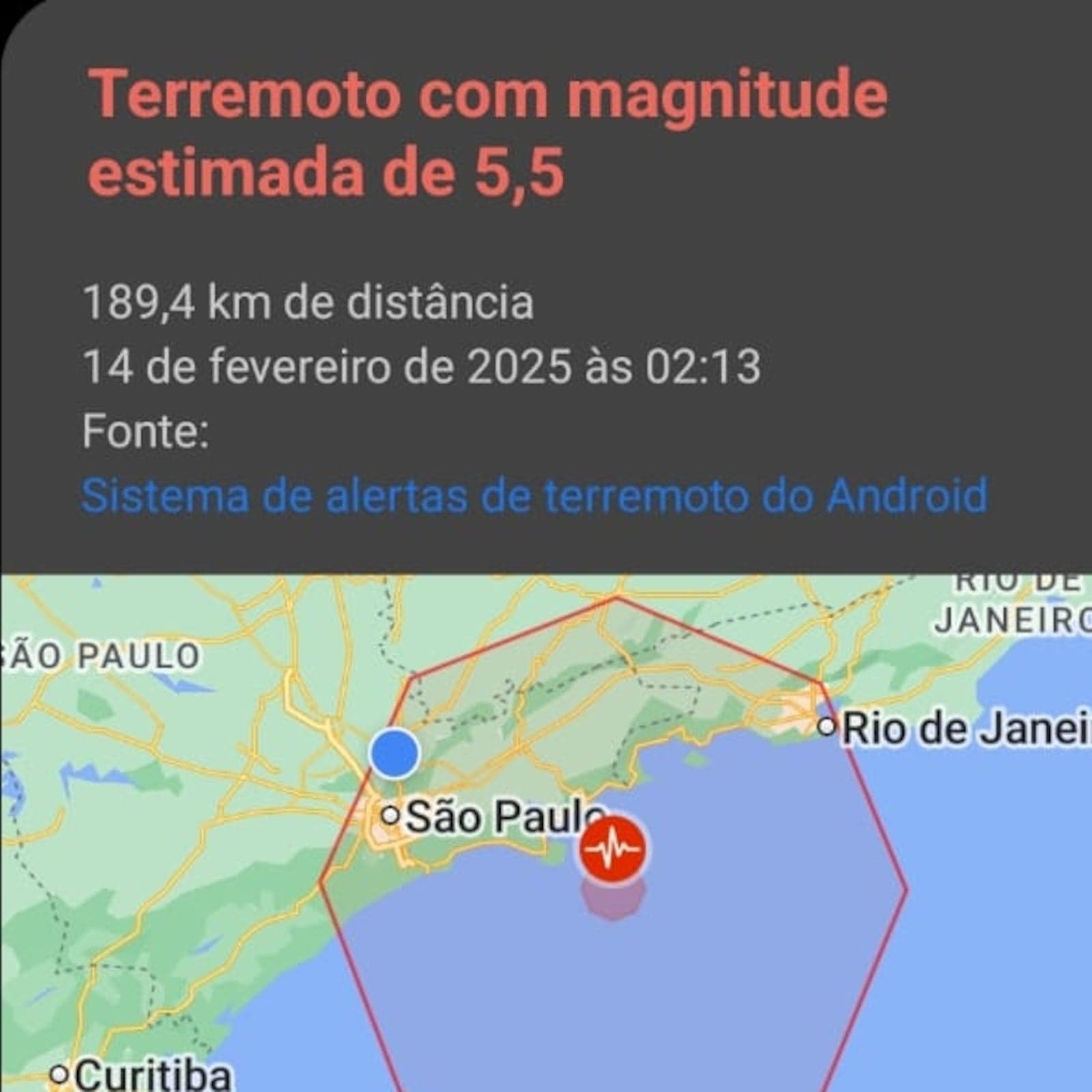 Moradores de São Paulo recebem alerta de terremoto na madrugada desta sexta (14)