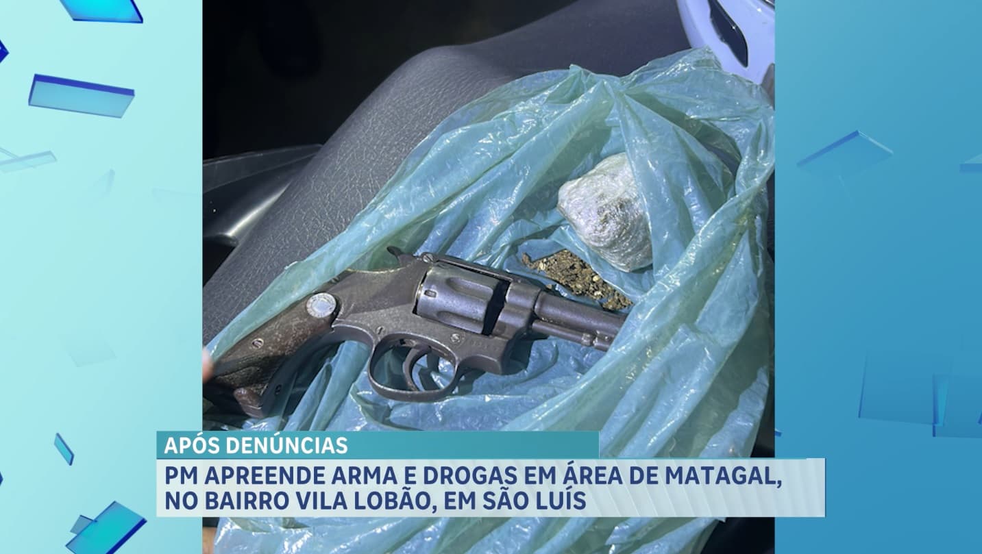 Polícia apreende arma de fogo e drogas em matagal na Vila Lobão, em São Luís