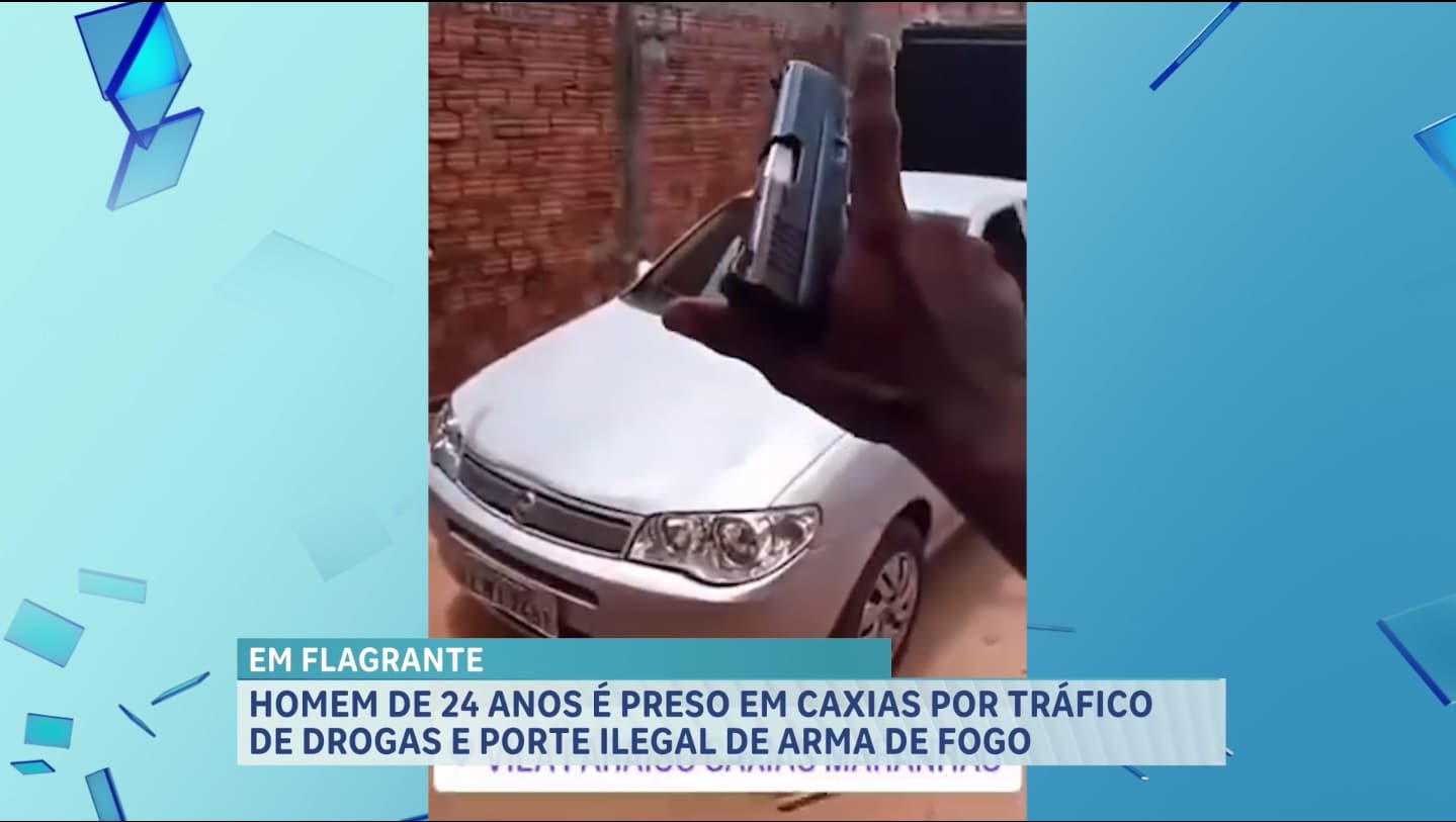 Preso suspeito de tráfico de drogas e posse ilegal de arma de fogo, em Caxias