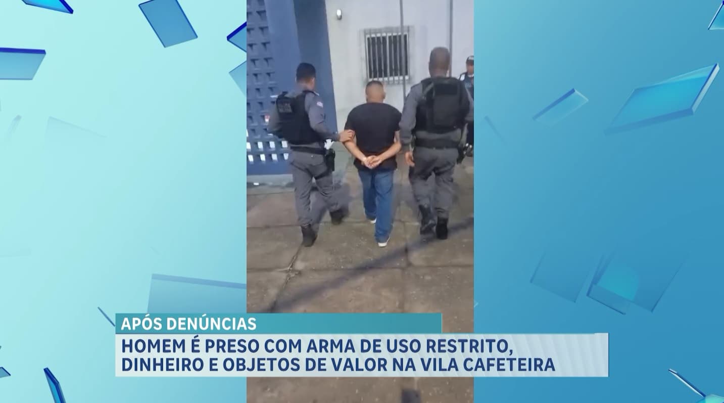 Preso suspeito de porte ilegal de arma de fogo de uso restrito no bairro Vila Isabel Cafeteira