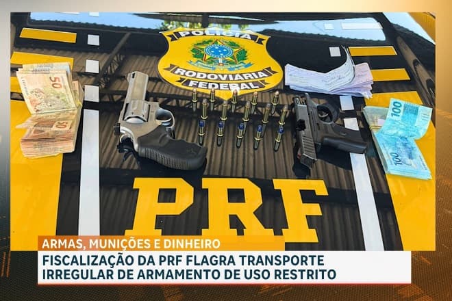 PRF apreende armas de fogo e munições no km 260 da BR-010 em Imperatriz, no MA