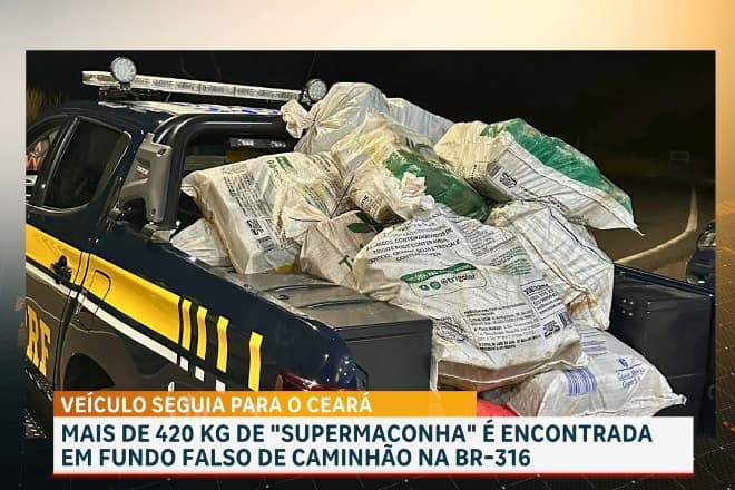 PRF apreende mais de 420 kg de droga escondidos em fundo falso de caminhão