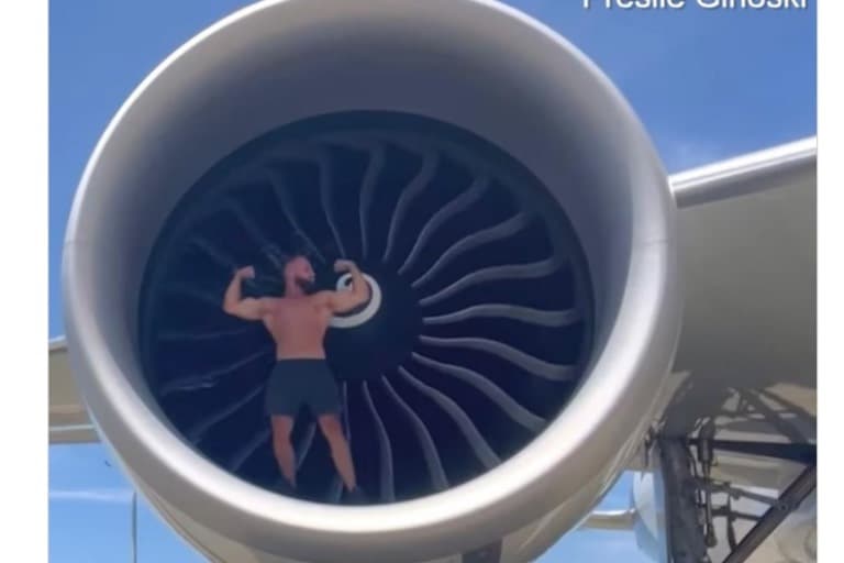 Ex-funcionário de aeroporto é condenado por fazer flexões dentro de motor de avião