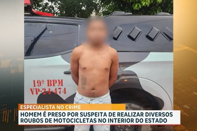 Homem é preso por suspeita de realizar roubos de motocicletas no interior do estado