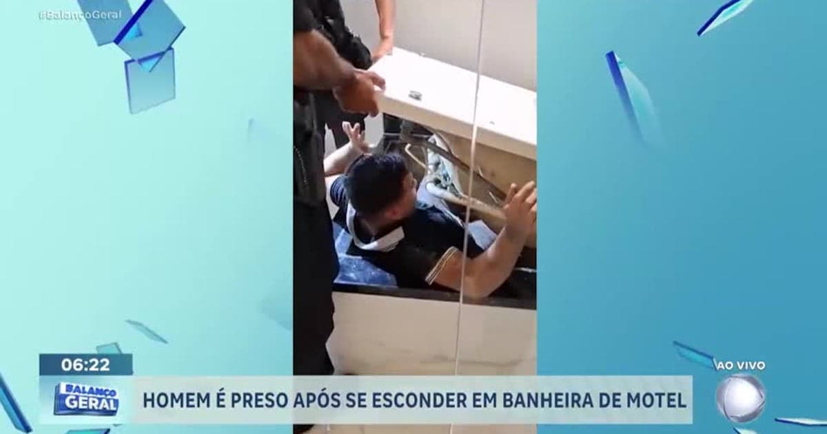 Homem se esconde em banheira de motel para assaltar casal, fica sem ar e acaba preso