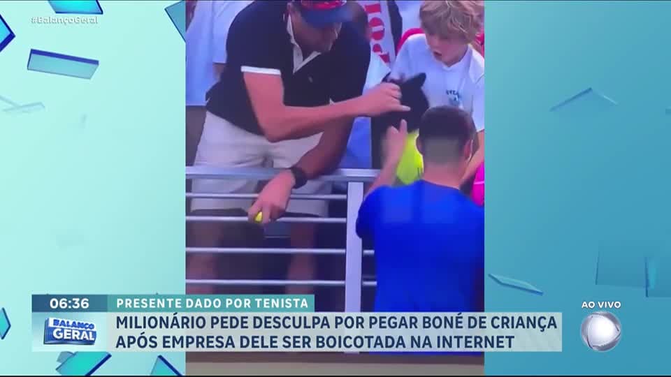 Milionário se desculpa por pegar boné que tenista queria dar para criança