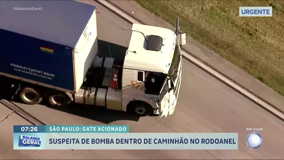 Ameaça de bomba em caminhão interdita pistas do Rodoanel, em São Paulo