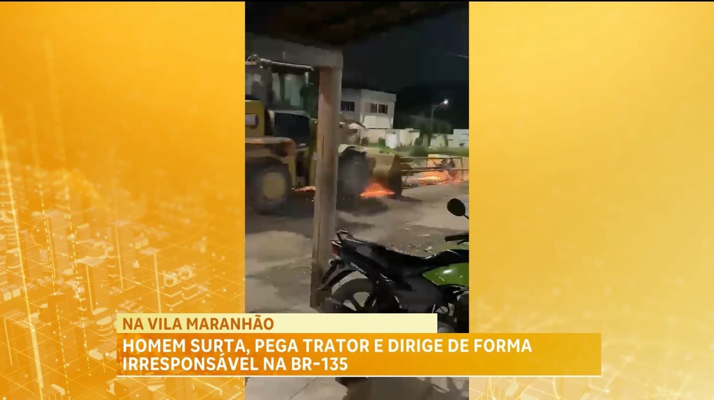 Homem é detido após causar danos com trator na BR-135 em São Luís