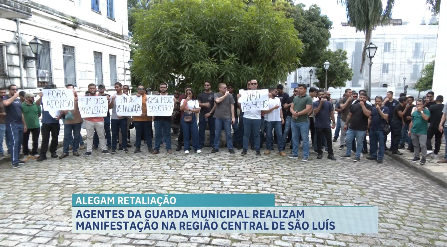 Guarda municipal realiza mobilização em frente à Câmara de São Luís e denuncia supostas retaliações