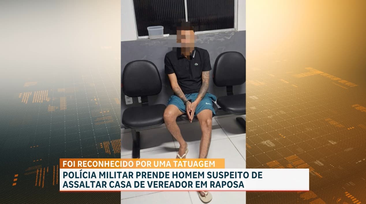 PM conduz suspeito de assalto em casa de vereador em Raposa
