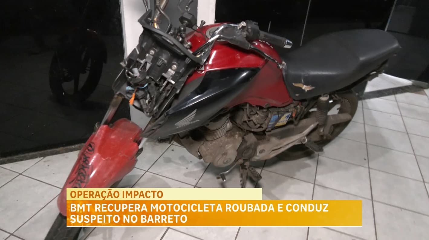 BMT recupera motocicleta roubada e conduz suspeito no Barreto