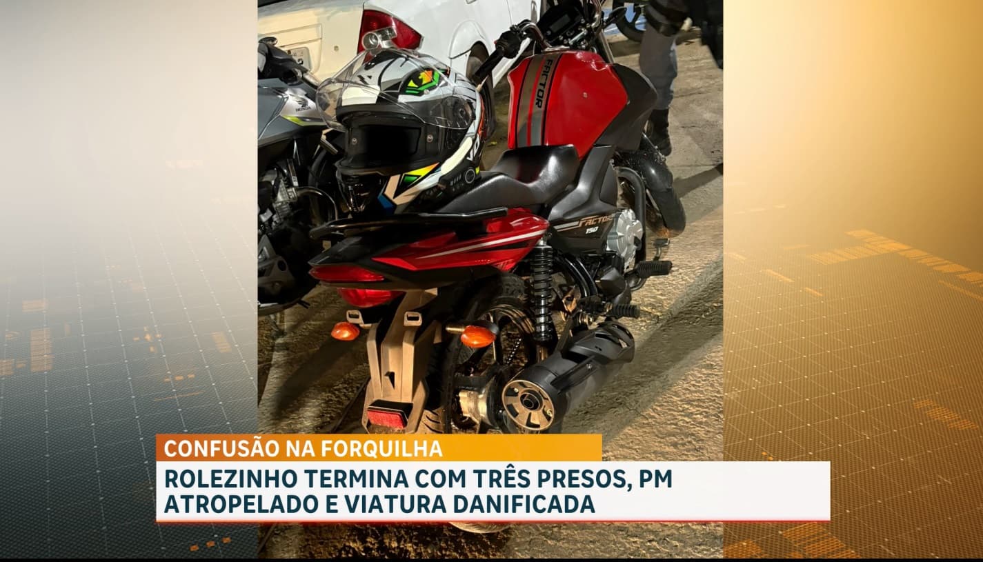 Confusão na Forquilha: rolezinho termina com três conduzidos, policial atropelado e viatura danificada