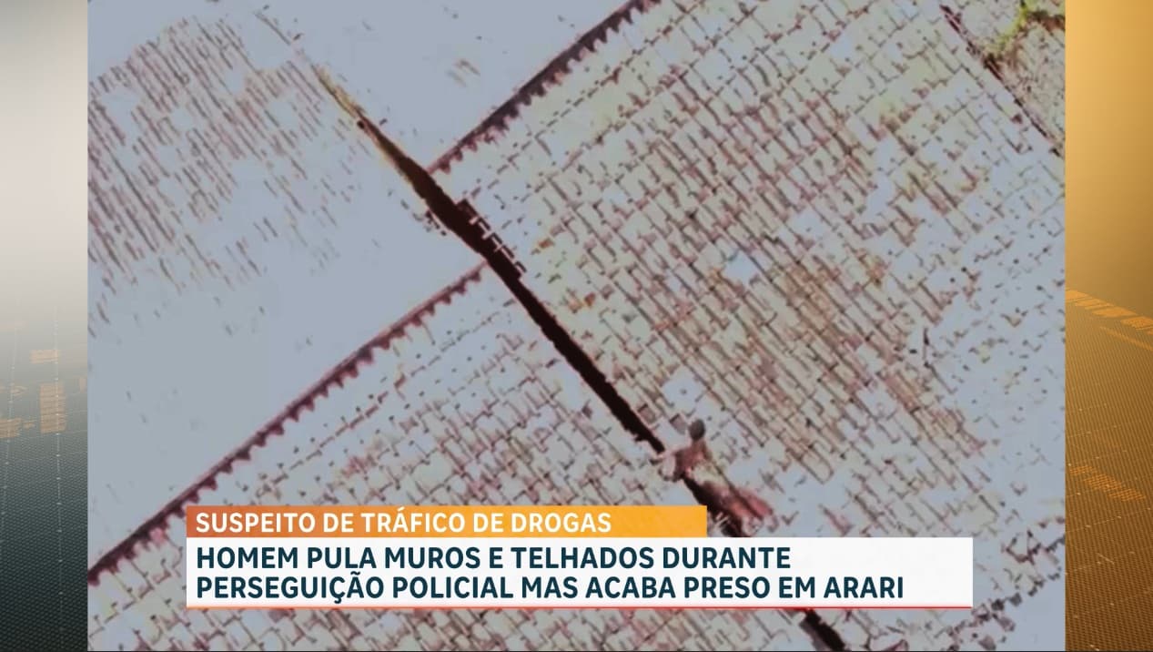 Homem pula muros e telhados durante perseguição Policial em Arari