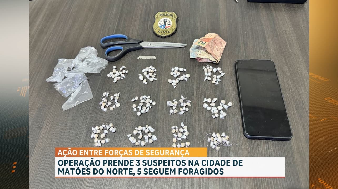 Operação policial conduz três suspeitos na cidade de Matões do Norte