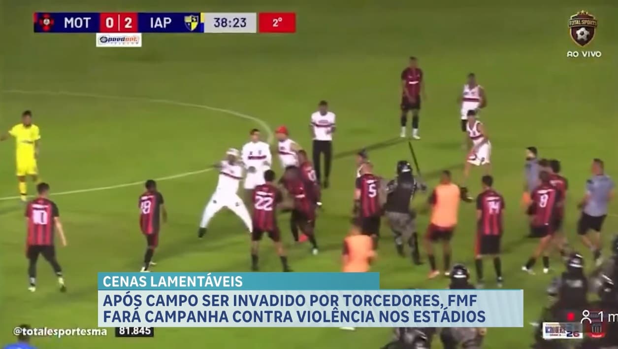 Torcida do Moto Club invade gramado do Nhozinho Santos para agredir jogadores