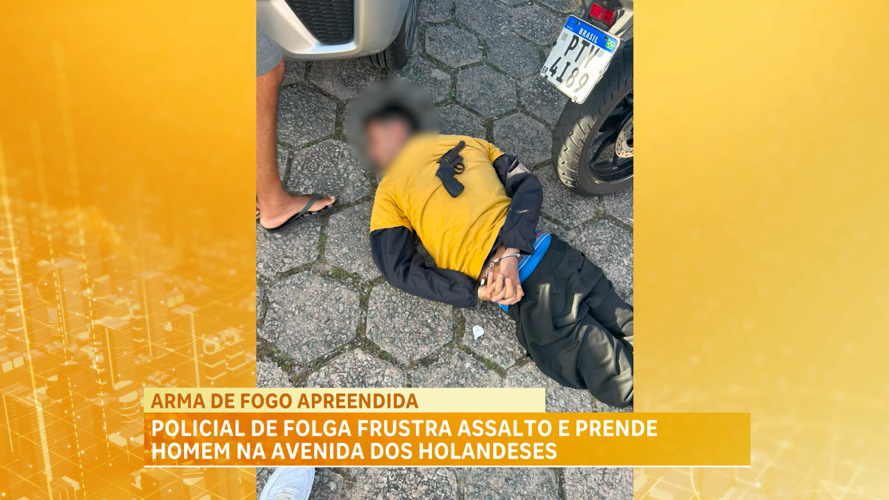 Policial de folga frustra assalto e prende suspeito armado na Avenida dos Holandeses