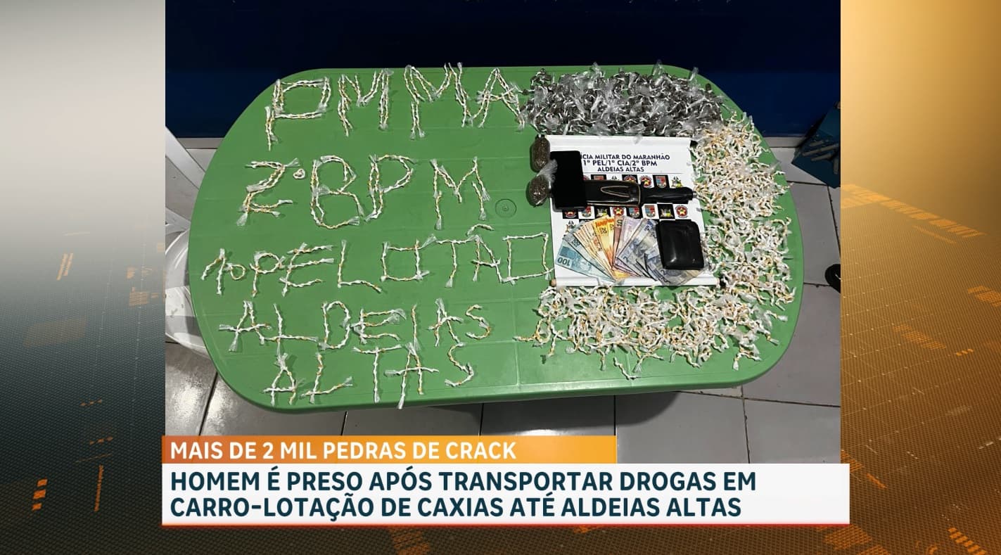 Motorista de carro-lotação é preso com drogas na MA-349 entre Caxias e Aldeias Altas