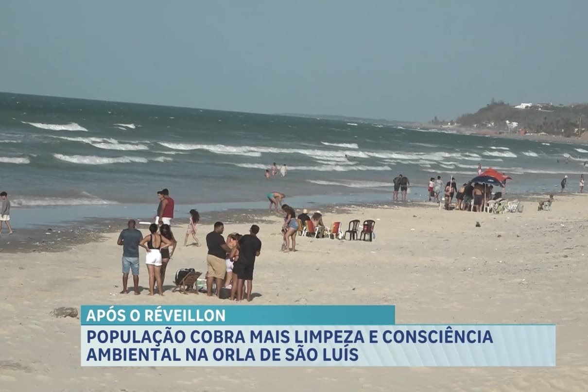 Descarte de resíduos na orla de São Luís após o Réveillon mobiliza banhistas e gera alertas