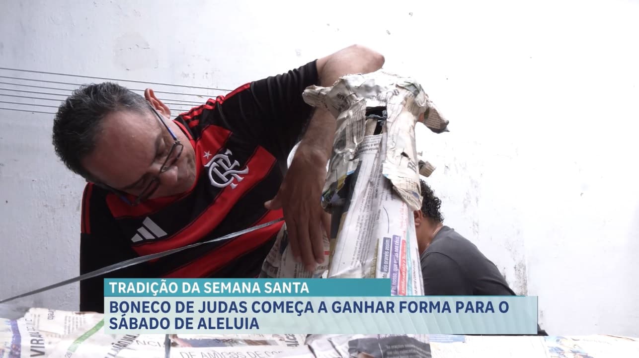 Boneco de Judas começa a ganhar forma para o Sábado de Aleluia