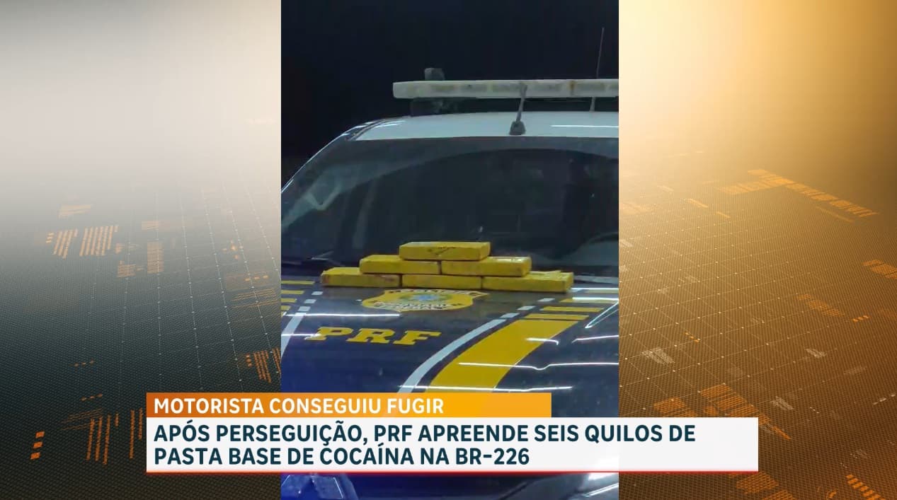 PRF apreende seis quilos de pasta base de cocaína na BR-226; motorista conseguiu fugir