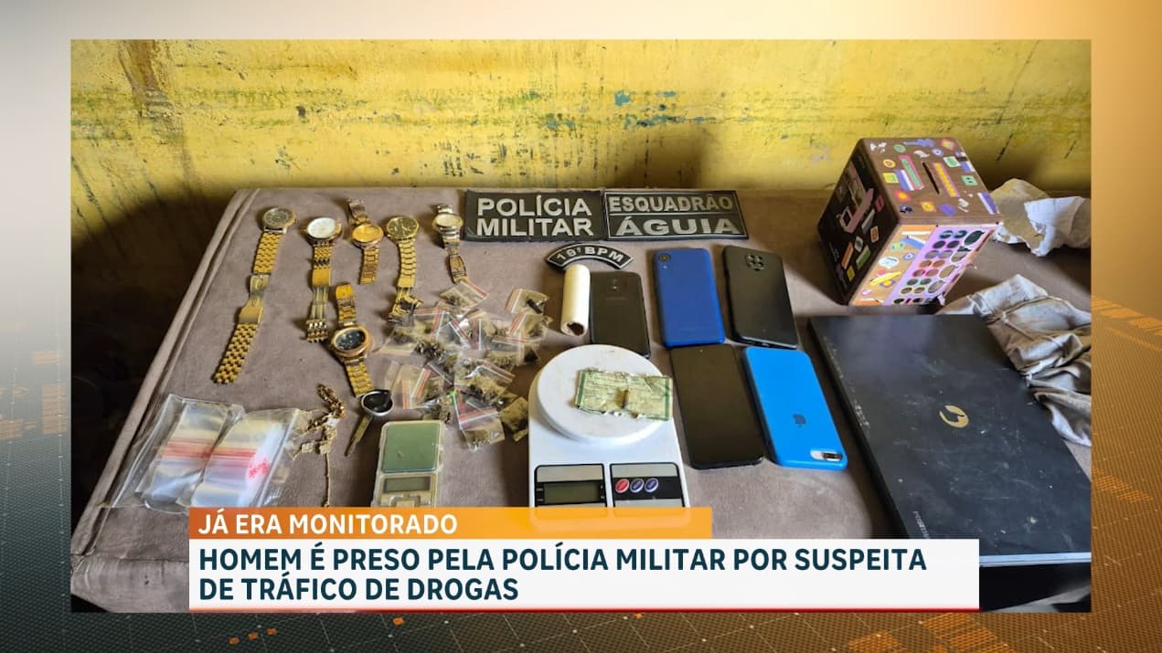 Homem é preso pela Polícia Militar por suspeita de tráfico de drogas