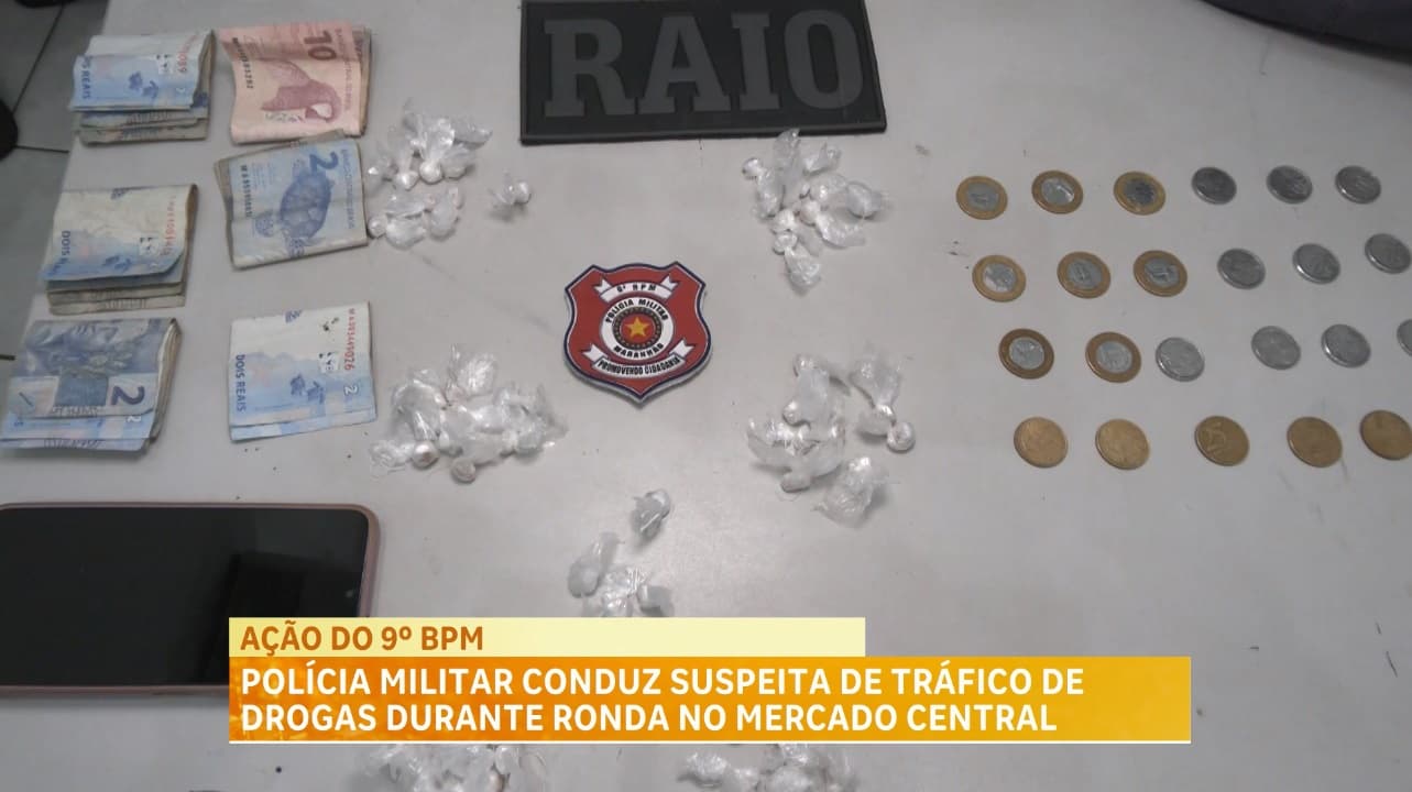Polícia Militar conduz suspeita de tráfico de drogas durante ronda no Mercado Central