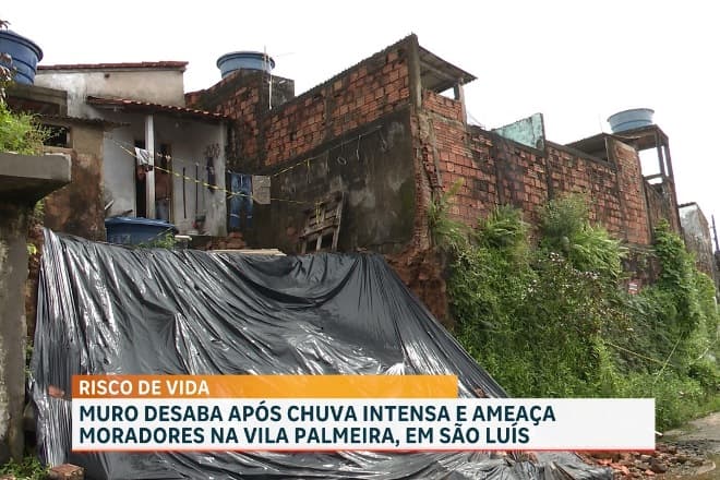 Moradores da Vila Palmeira temem desabamento após queda de muro em São Luís