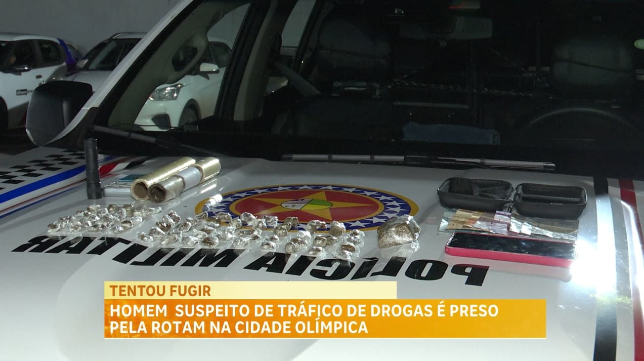 Homem suspeito de tráfico de drogas é preso pela Rotam na Cidade Olímpica