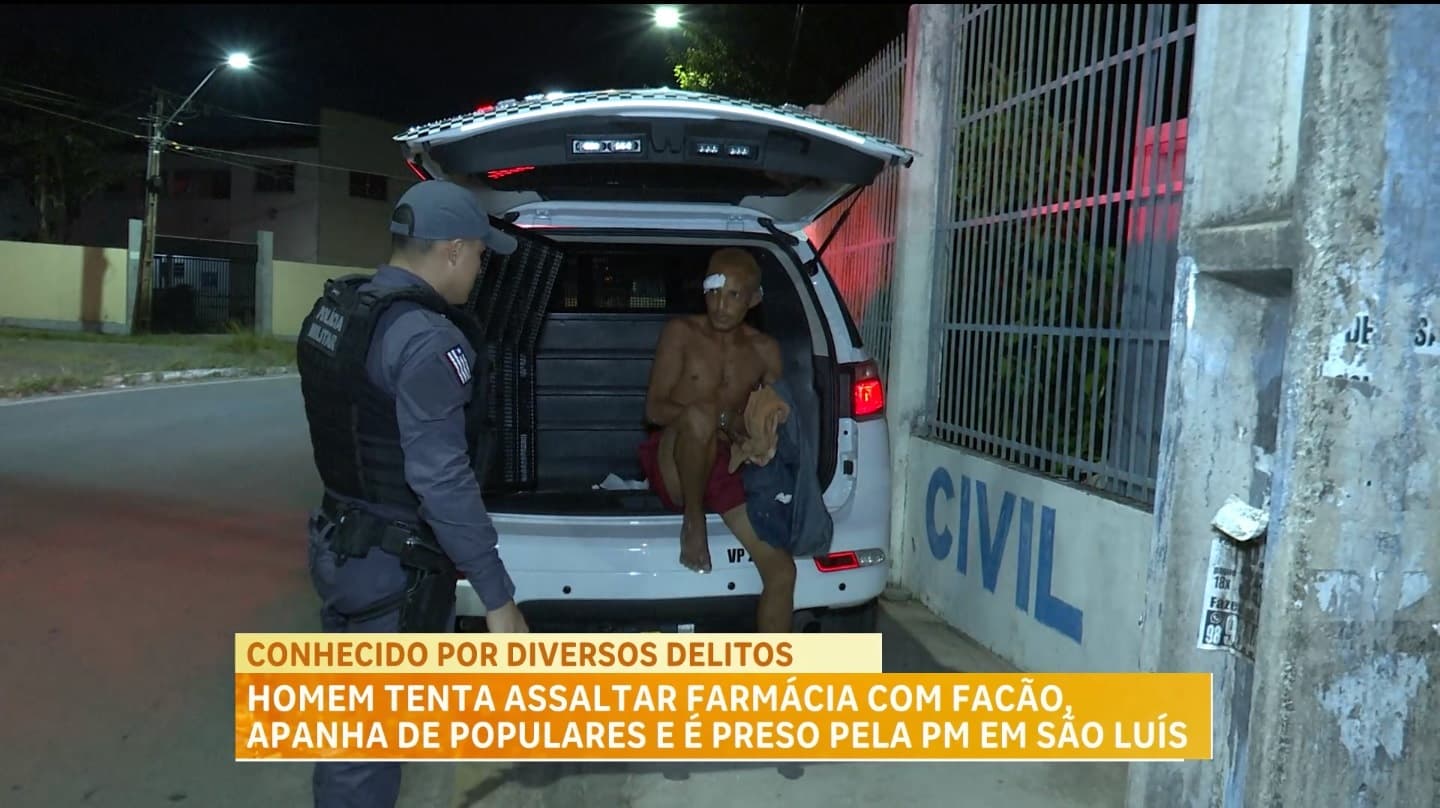 Homem armado com facão é preso após tentativa de assalto a farmácia em São Luís