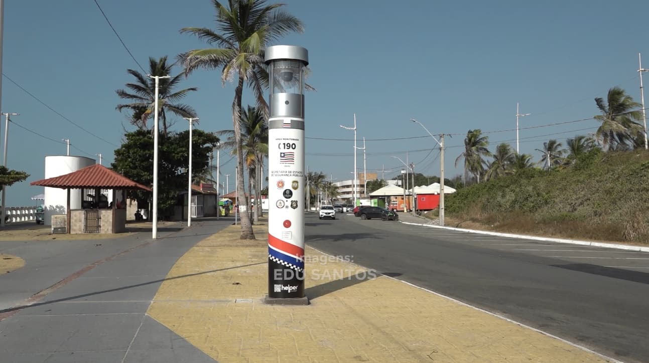 Totens com câmeras de monitoramento começam a ser instalados na Avenida Litorânea