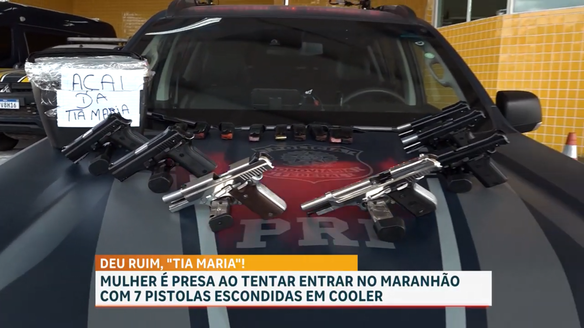 PRF apreende pistolas em cooler de açaí com destino ao Maranhão