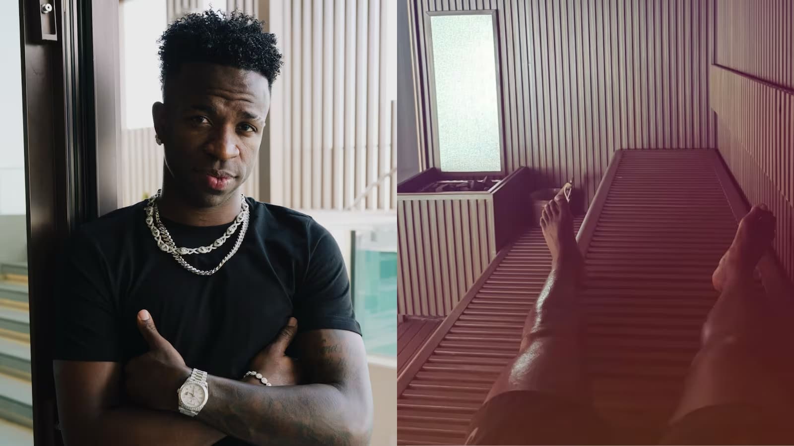 Vini Jr. posta foto na sauna e mostra único lugar da casa onde pode ficar sozinho