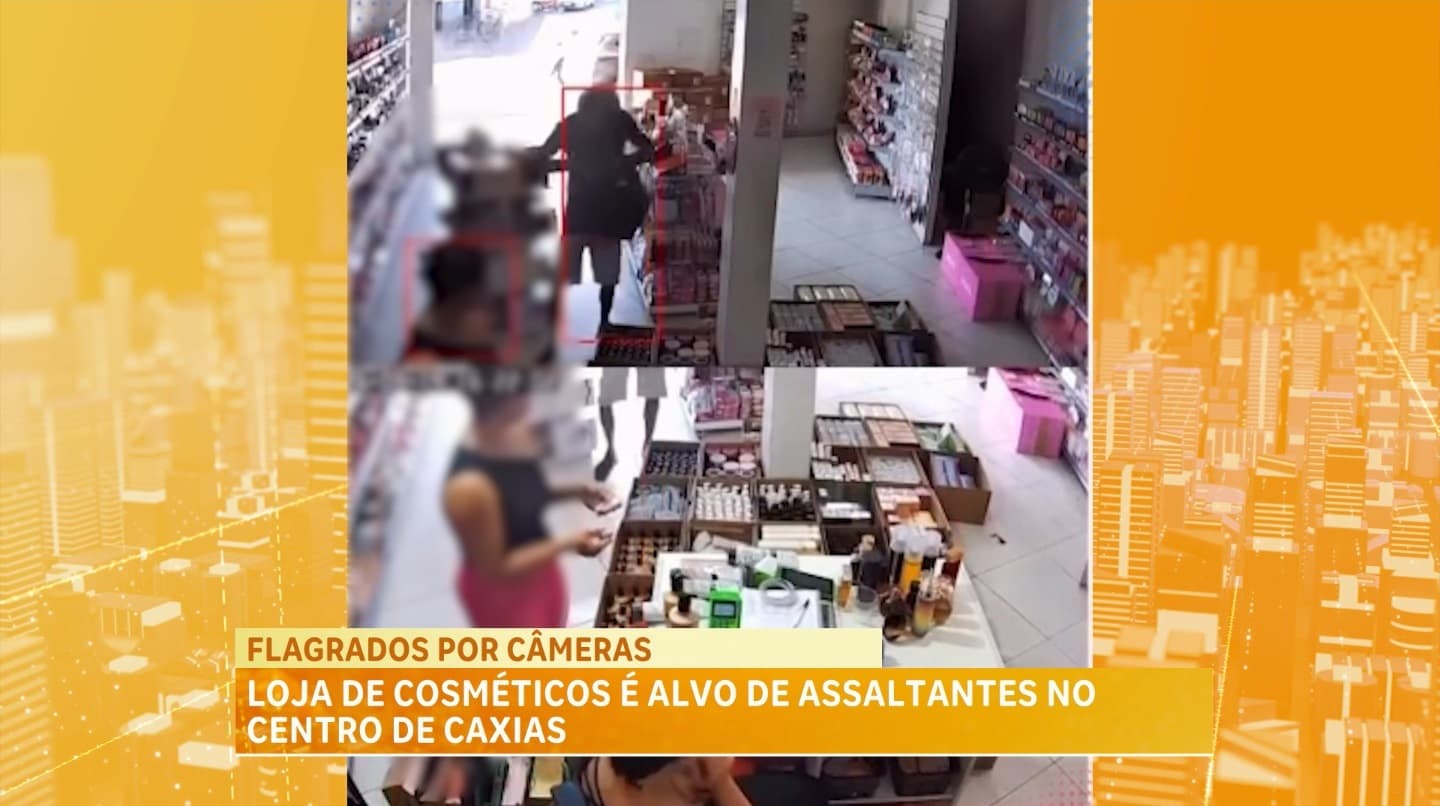 Câmeras flagram assalto em loja de perfumes em Caxias