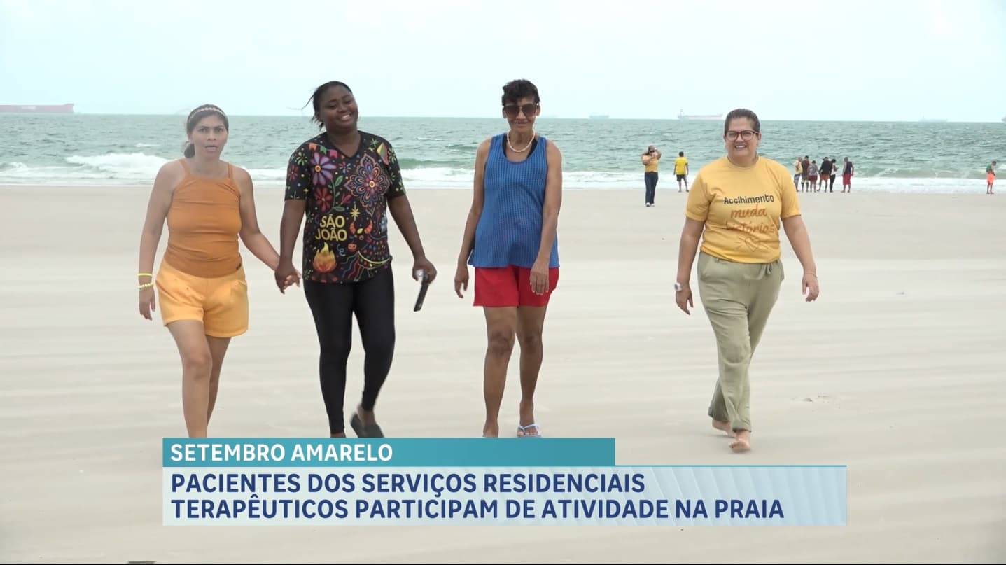 Pacientes em residências terapêuticas estaduais fazem atividade na Praia de São Marcos, em São Luís