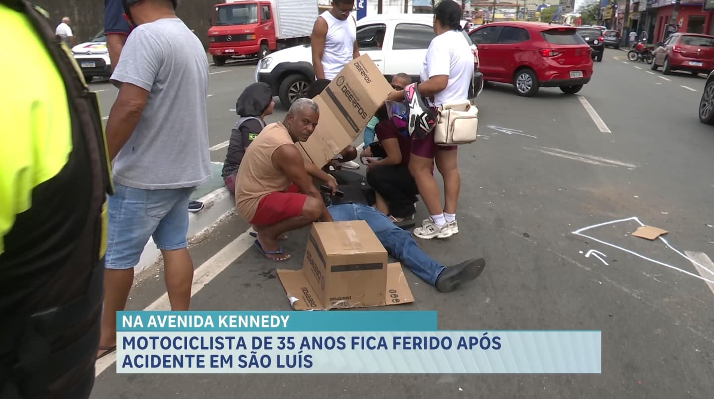 Motociclista é vítima de acidente com caminhão de gás na Avenida Kennedy