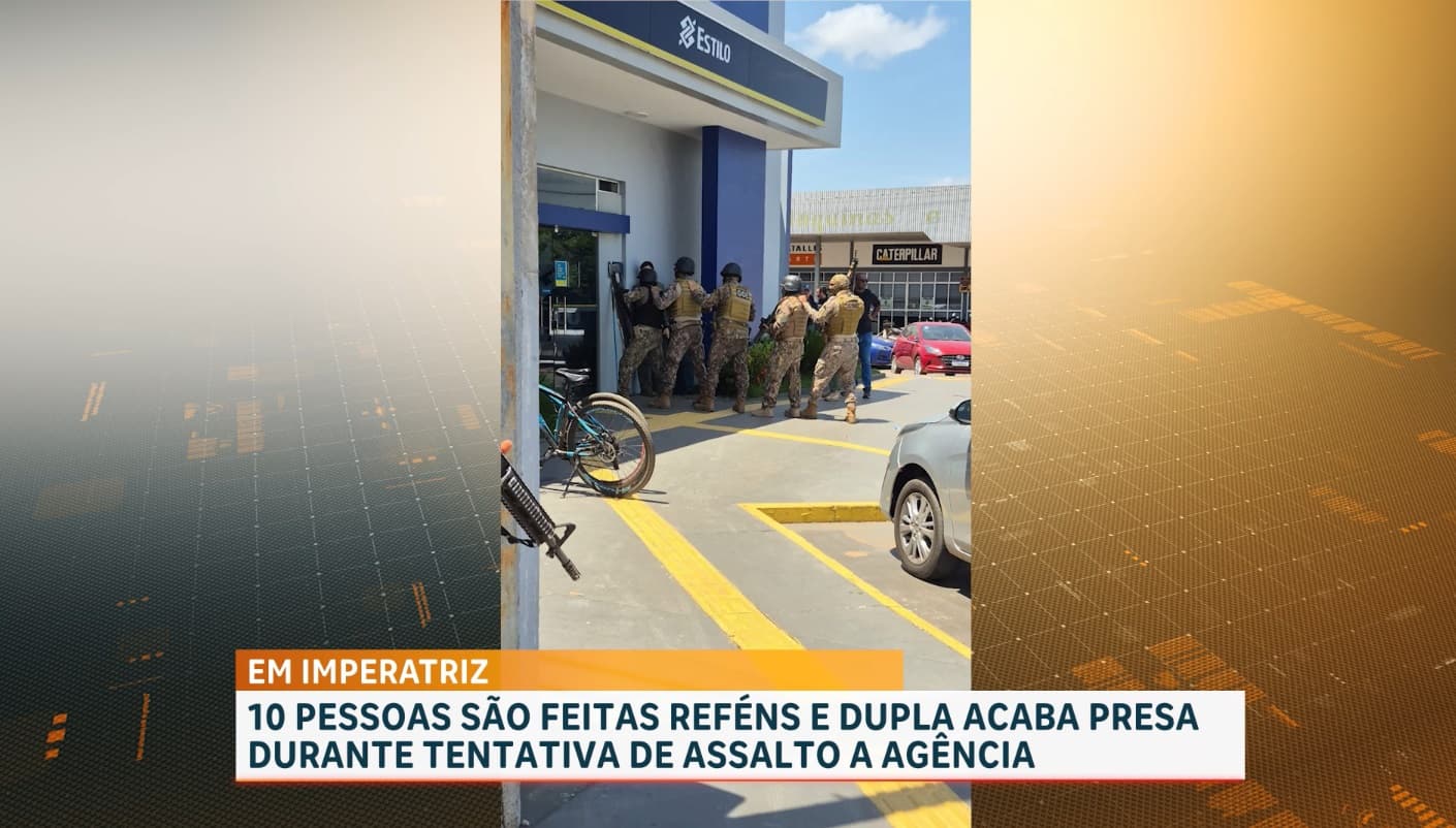 Pessoas são feitas reféns e dupla acaba presa durante tentativa de assalto a agência bancária
